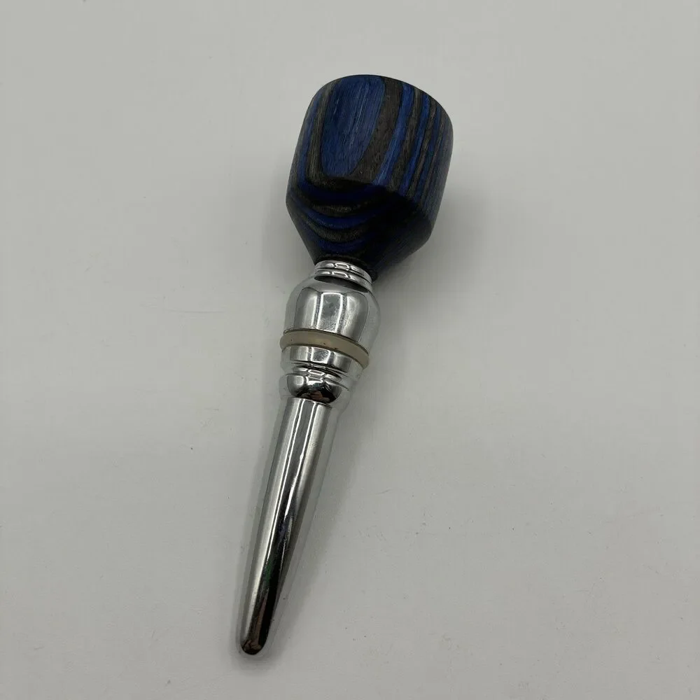 Custom Beer Tap Handle Blue Black Layered Wood Chrome Draft Kegerator Bar Decor